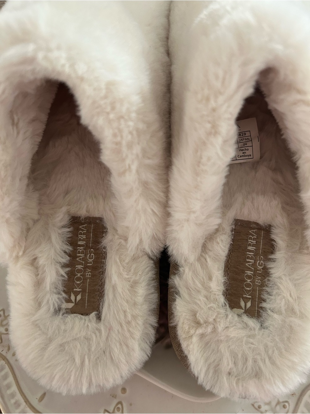 Koolaburra Cream Plush Faux-Fur Slip-On Slippers